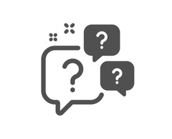 Question bubbles icon. Ask help sign. Faq questionnaire symbol. Quality design element. Flat style question bubbles icon. Editable stroke. Vector