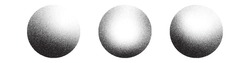 Dotwork 3D Spheres vector background. Sand grain effect. Black noise stipple dots. Abstract noise dotwork balls. Black dots grunge round elements. Stipple circles. Dotted vector spheres.