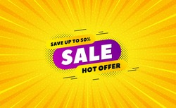 Sale 30 percent off banner. Yellow background with offer message. Discount sticker shape. Hot offer icon. Best advertising coupon banner. Sale badge shape. Abstract background. Vector