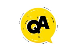 QA yellow speech bubble. Faq questionnaire chat symbol. Question and answer message. Quality support promotion banner. Isolated QA chat bubble. Enquire help information service. Vector