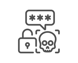 Cyber attack line icon. Ransomware threat sign. Password cracking symbol. Quality design element. Linear style cyber attack icon. Editable stroke. Vector