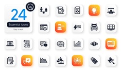 Set of Education flat icons. Car, E-mail and Report elements for web application. Recruitment, Article, Survey results icons. Project deadline, Equity, Quickstart guide elements. Vector