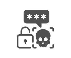 Cyber attack icon. Ransomware threat sign. Password cracking symbol. Classic flat style. Quality design element. Simple cyber attack icon. Vector