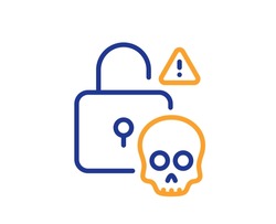 Cyber attack line icon. Ransomware threat sign. Password cracking symbol. Colorful thin line outline concept. Linear style cyber attack icon. Editable stroke. Vector