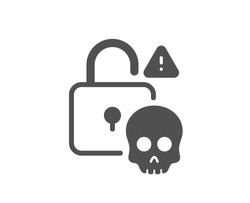 Cyber attack icon. Ransomware threat sign. Password cracking symbol. Classic flat style. Quality design element. Simple cyber attack icon. Vector