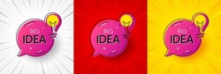 Big idea lightbulb bubble. Flash offer banner, coupon or poster. Lightbulb chat message. Electric innovation banner icon. Big idea promo banner. Retail marketing flyer. Starburst pop art. Vector