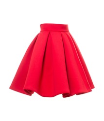 Short red bell skirt isolated on a white background. Side view.
