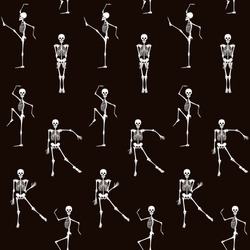 Seamless pattern, background with dancing skeletons