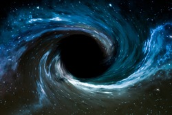Picture of black hole in space. Screen saver and background concept.