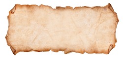 Old, Dry Paper With Torn Edges Curled Isolated on a White Background