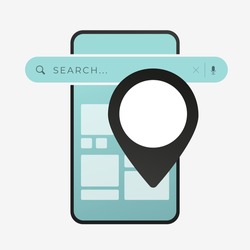 Local Search Marketing icon sign. Local SEO Marketing Strategy, Artificial Intelligence optimizing algorithm to find on map the optimal route or better marketing and advertising. Local search symbol