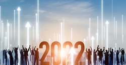New year concept of 2022. Growing group of people. New year card.