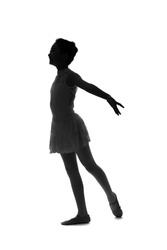 Silhouette of girl in dance costume. Ballet dancer. Ballerina.