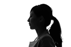 Silhouette of asian woman profile.