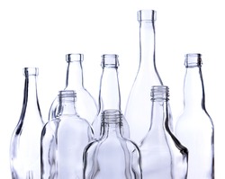 Empty glass bottles isolated on white