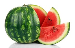 Ripe striped watermelon isolated on white