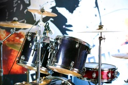 Drum set with focus on hi-hat cymbal