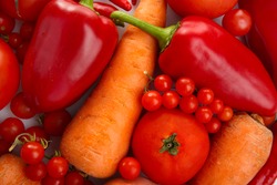 Red vegetables background, close up