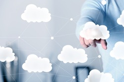 Cloud virtual screen. Cloud storage concept