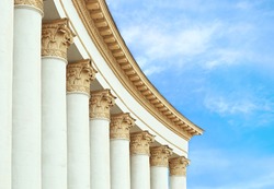 Closeup of building with columns in neoclassical style