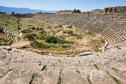 Aphrodisias stadium. Historical archeological site. Ancient ruins in Turkey