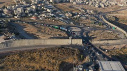 Palestine Hizma Town with Idf Military Checkpoint,Aerial view
Hizma Town Surrounded by Securty wall in North Jerusalem

