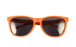 Orange sun glasses isolated over the white background