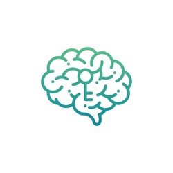 Side Brain logo icon with key symbol, Secrets of the mind concept design illustration green and blue gradients color isolated on white background with copy space, vector eps 10