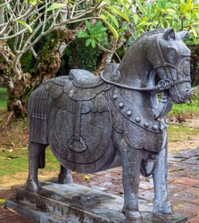 Khai Dinh Royal Tomb in Hue, Vietnam. Horse statue