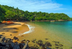 Jungle Beach on tropical coast indian ocean, Unawatuna, island Sri Lanka