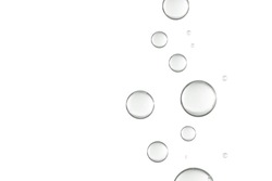 Light gray bubbles soars over a white background.