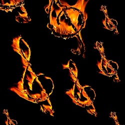 black background with burning treble clef  -set