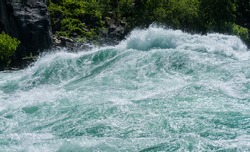 Class six rapids in river by White Water Walk near whirlpool rapids at Niagara Falls