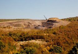 Digging for coal in W Virginia by removing mountain top