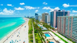 Aerial view of South Beach, Miami Beach, Florida, USA. 