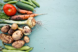 Assortment of fresh vegetables with text area on right