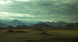Desolate mountains in Tibet