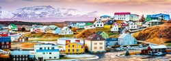 Stykkisholmur colorful icelandic houses. Stykkisholmur is a town situated in the western part of Iceland, in the northern part of the Saefellsnes peninsula