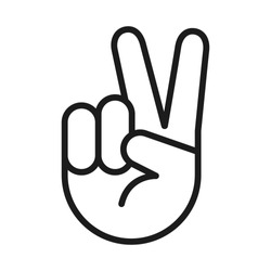 Victory symbol icon. Palm showing two fingers. Isolated, lined vector pictogram. Success, winning concept.