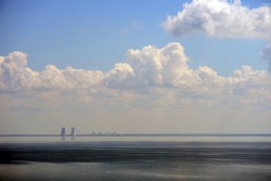 Tsimlyansk reservoir. View of the Rostov nuclear power plant.
					
