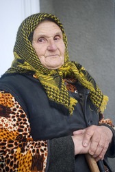 Poor elderly woman of Eastern Europe