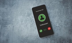 Unknown caller, Scammer or stranger.Scam on phone and online.