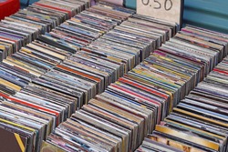Used CDs for sale at flea market