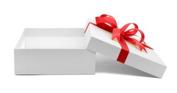 Christmas and New Year's Day , Open red gift box white background with clipping path