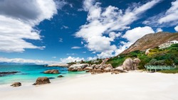 South African beach landscape, Boulders beach nature reserve, Siamon's Town, Western Cape, South Africa