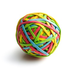 rubber band ball on white background