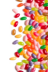 the jelly beans border on white background