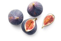 sliced fresh figs on white background
