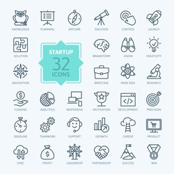 Outline web icon set - start-up project
