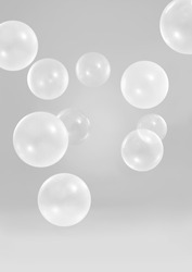 Beautiful white balloons with soft gray background